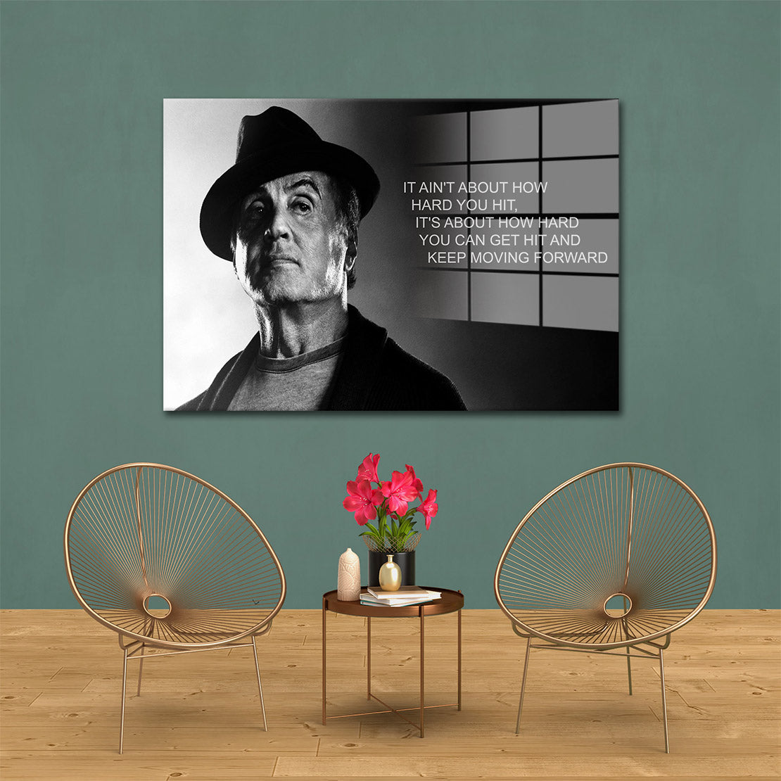 Motivation Boxer Zitat Acrylglasbild Wandbild Bild Wanddeko Wohnzimmer Film Rocky