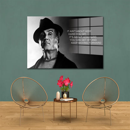 Motivation Boxer Zitat Acrylglasbild Wandbild Bild Wanddeko Wohnzimmer Film Rocky
