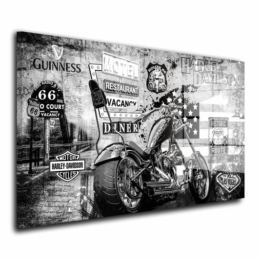 Motorrad Custom Chopper Acrylglasbild Wandbild Bild Wanddeko Wohnzimmer XL