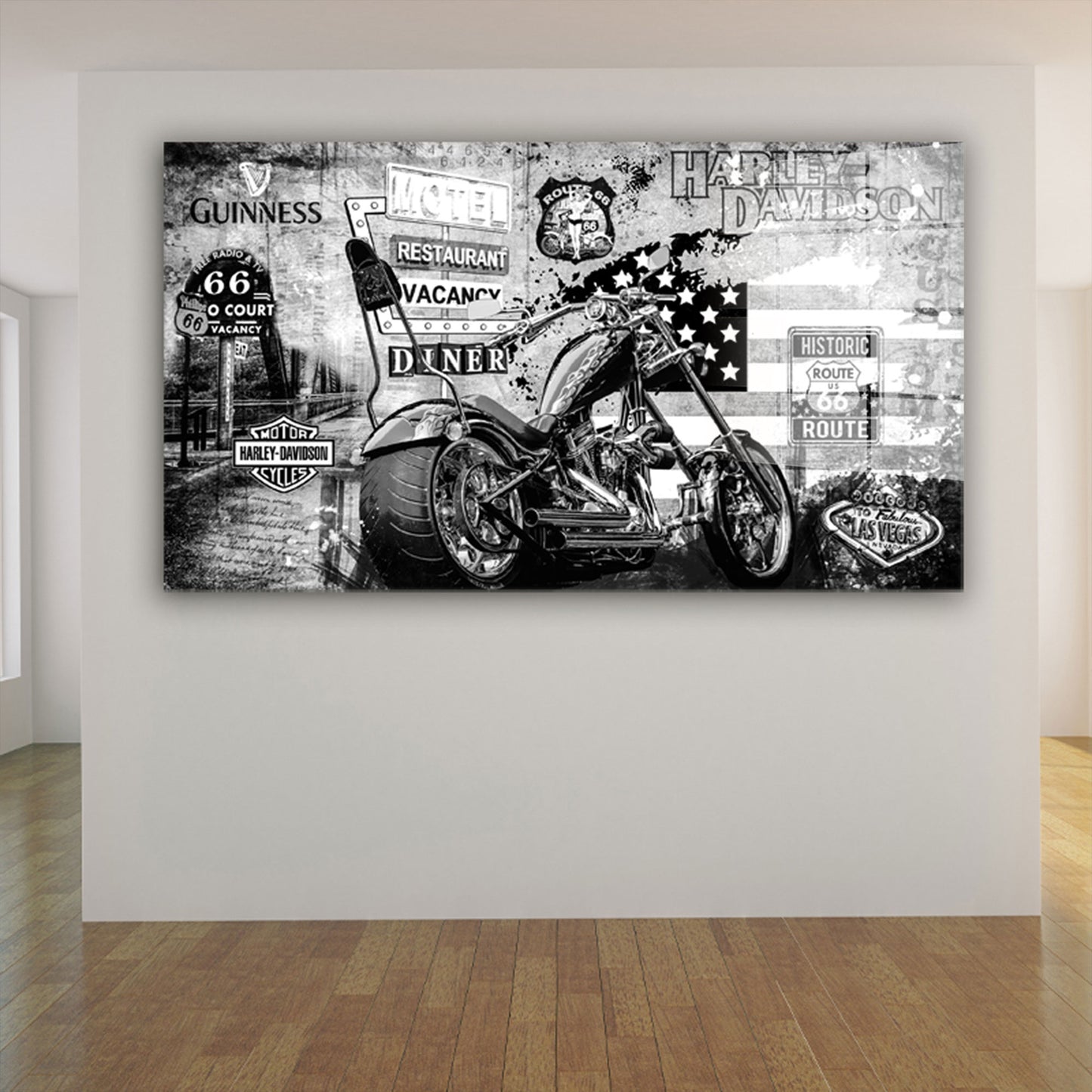 Motorrad Custom Chopper Acrylglasbild Wandbild Bild Wanddeko Wohnzimmer XL
