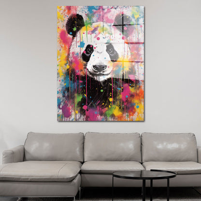 Panda Pop Art Colour Acrylglasbild Wandbild Bild Wanddeko Wohnzimmer XL