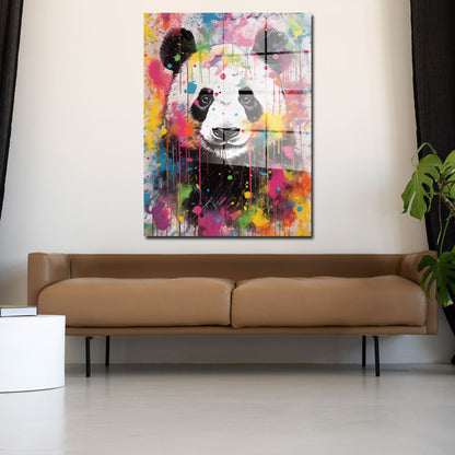 Panda Pop Art Colour Acrylglasbild Wandbild Bild Wanddeko Wohnzimmer XL