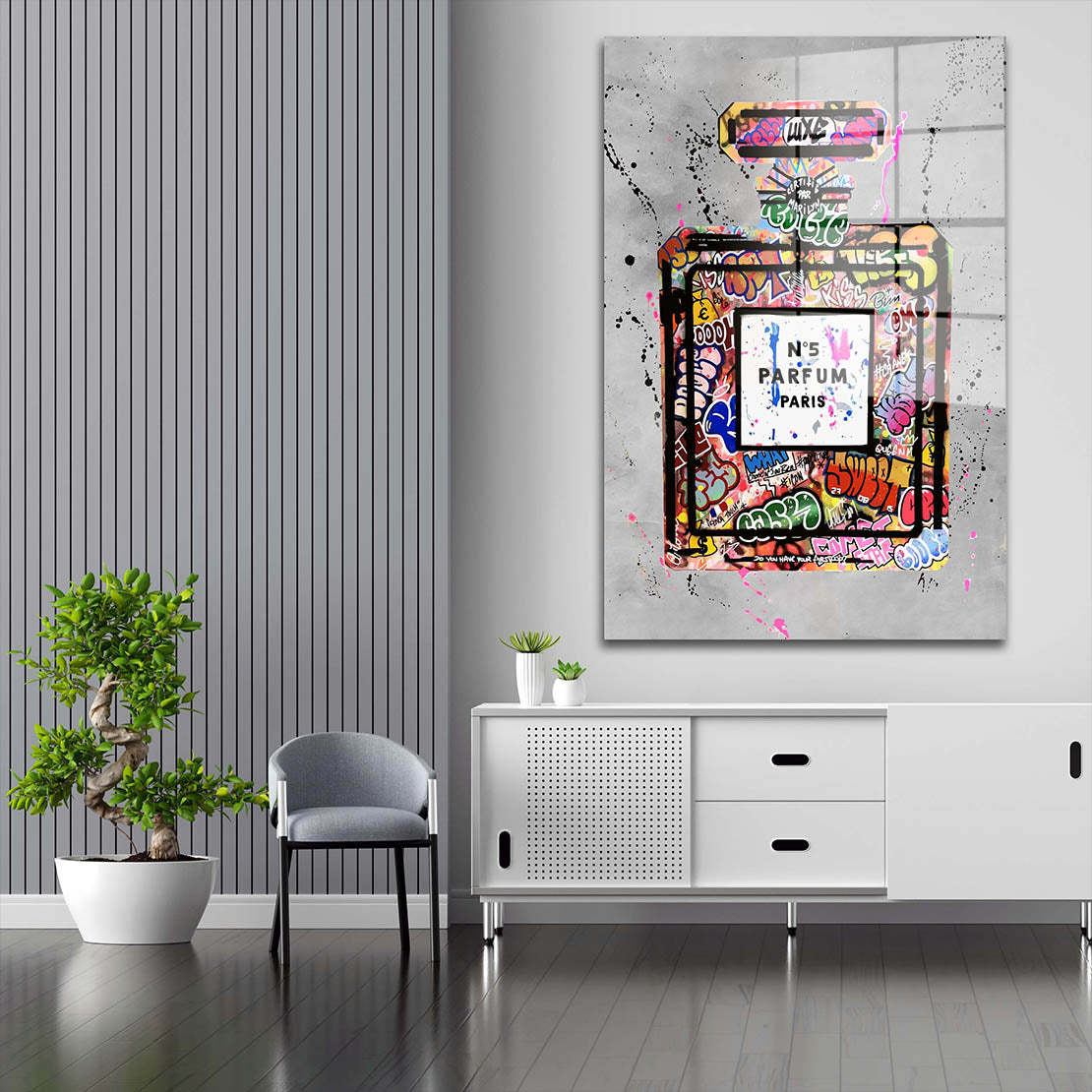 Parfüm Flasche Pop Street Art Acrylglasbild Wandbild Bild Wanddeko Wohnzimmer XL