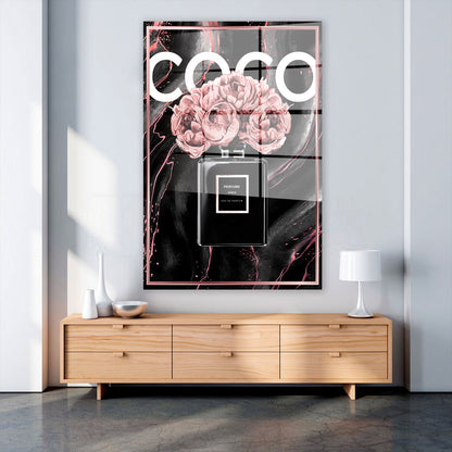 Parfüm Luxus Flasche Pop Art Acrylglasbild Wandbild Bild Wanddeko Wohnzimmer XL