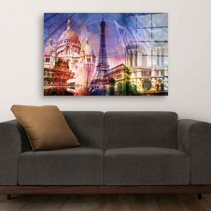 Paris Pop Art Wahrzeichen Acrylglasbild Wandbild Bild Wanddeko XL