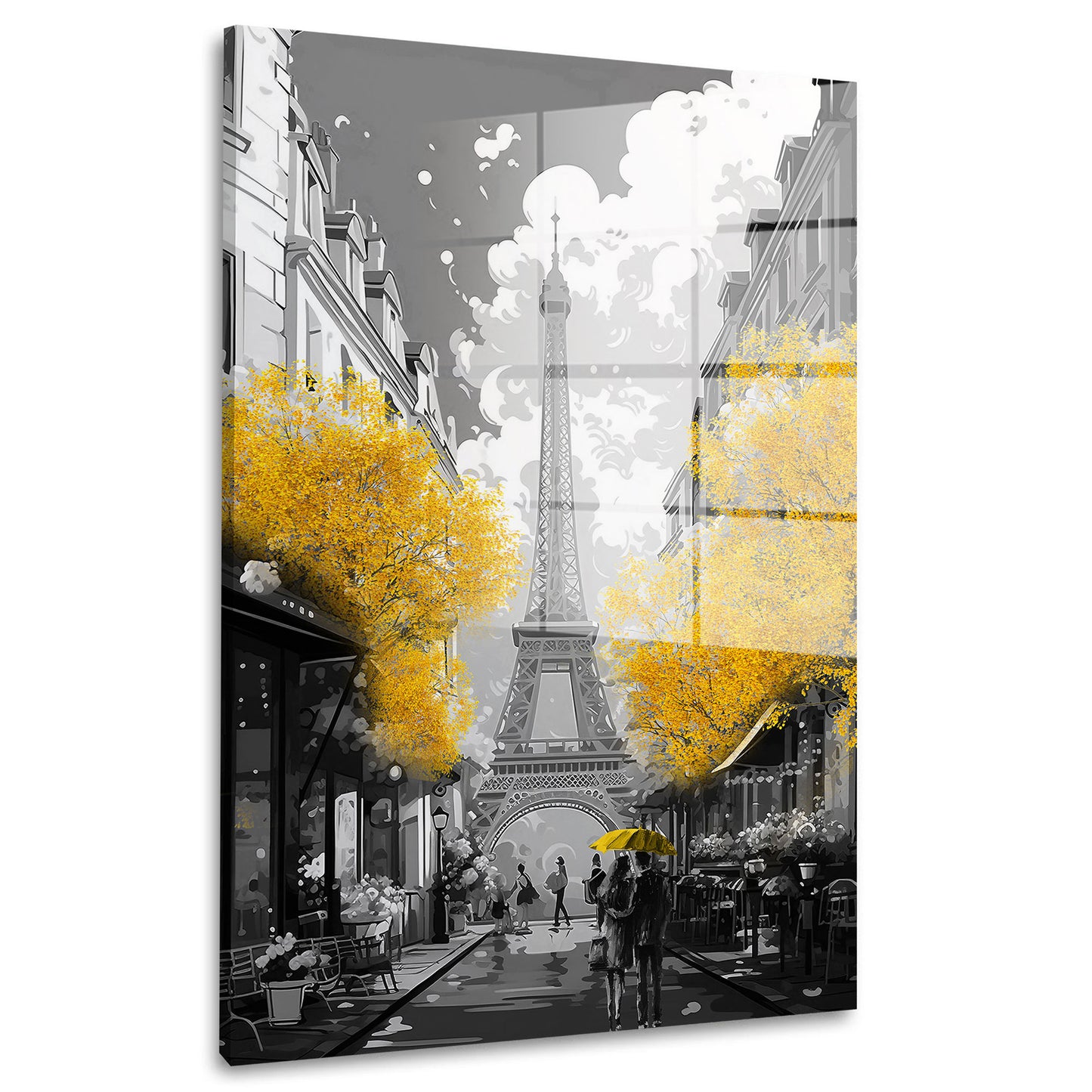 Paris mit goldenen Bäumen Acrylglasbild Wandbild Bild Wanddeko Wohnzimmer XL
