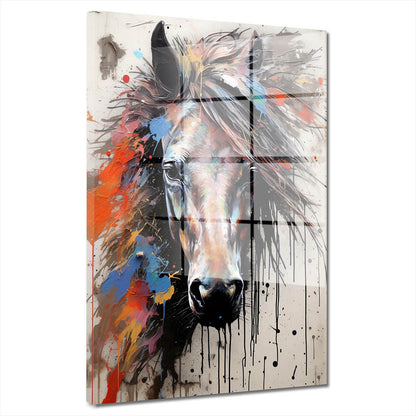 Pferd frontal Pop Art Acrylglasbild Wandbild Bild Wanddeko Wohnzimmer XL