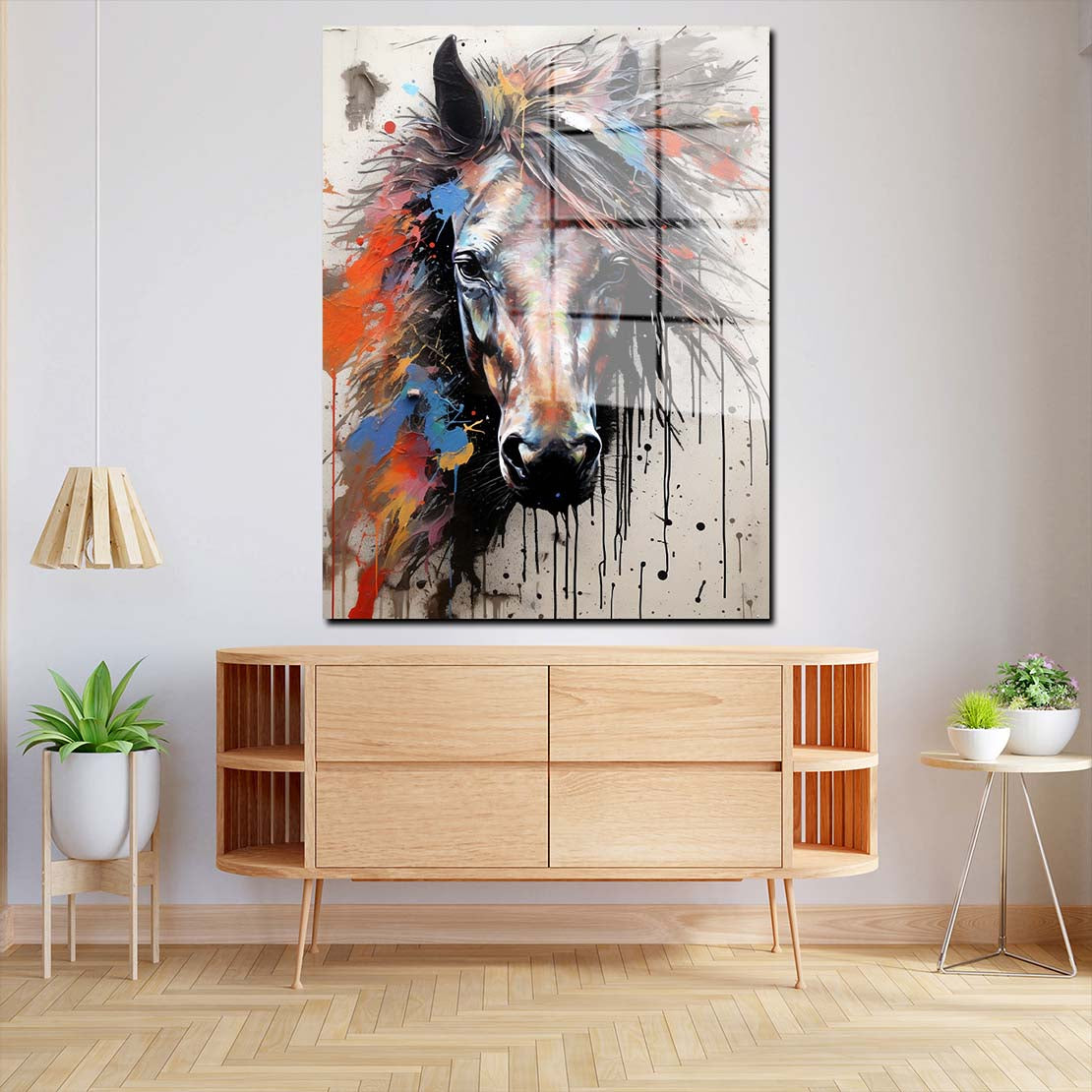 Pferd frontal Pop Art Acrylglasbild Wandbild Bild Wanddeko Wohnzimmer XL