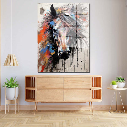 Pferd frontal Pop Art Acrylglasbild Wandbild Bild Wanddeko Wohnzimmer XL