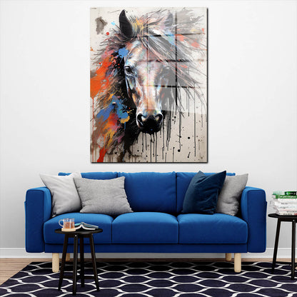 Pferd frontal Pop Art Acrylglasbild Wandbild Bild Wanddeko Wohnzimmer XL