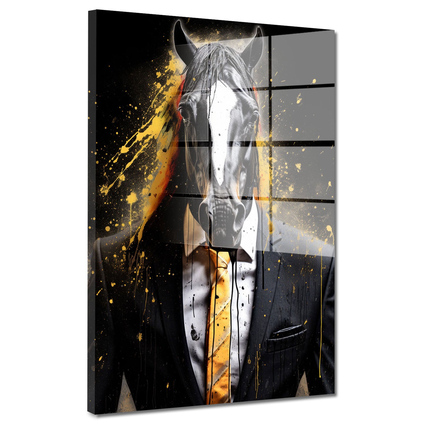 Pferd im Anzug frontal Acrylglasbild Wandbild Bild Wanddeko Wohnzimmer XL