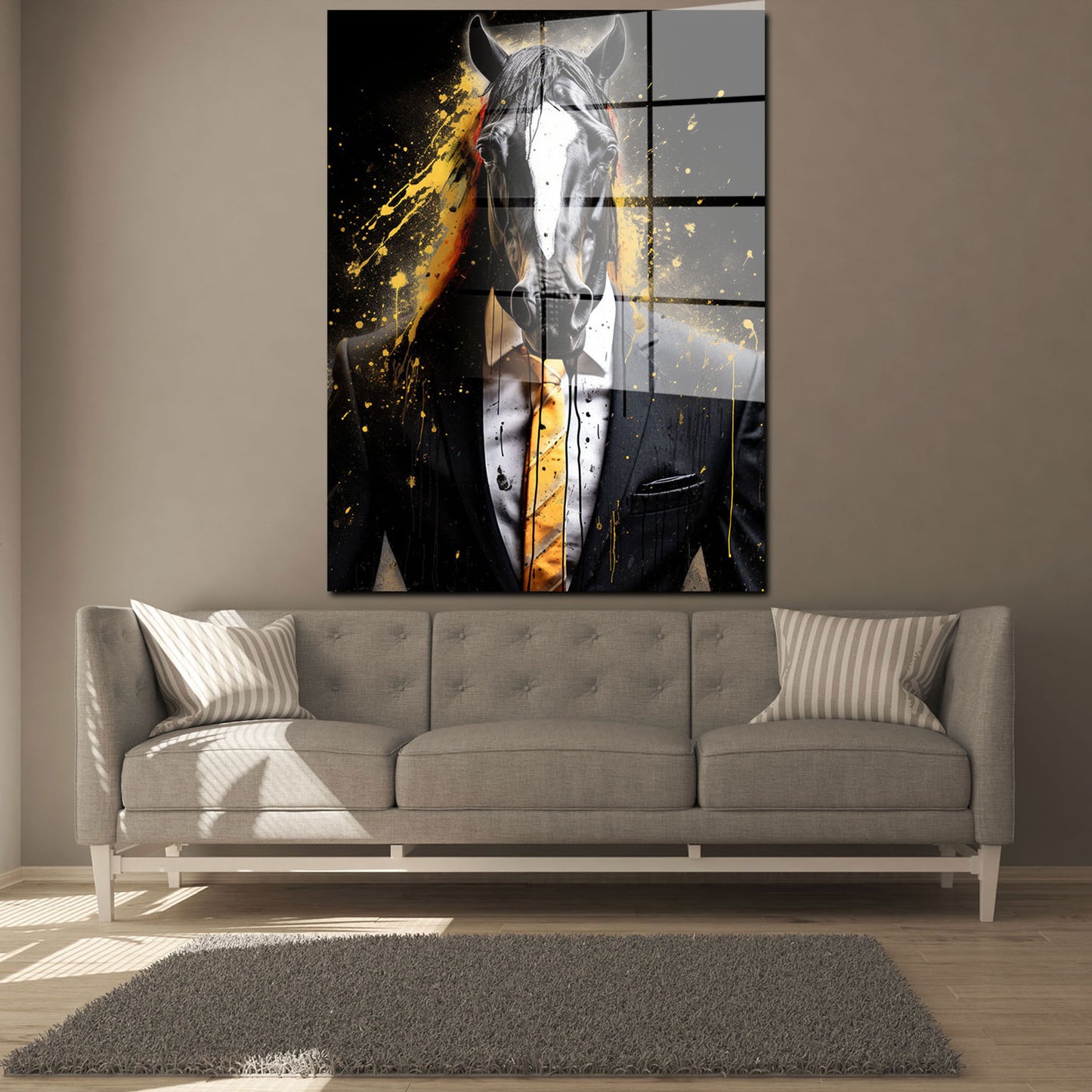 Pferd im Anzug frontal Acrylglasbild Wandbild Bild Wanddeko Wohnzimmer XL