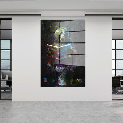 Pop Art Bär mit Zeitung Acrylglasbild Wandbild Bild Wanddeko Wohnzimmer XL