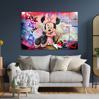Pop Art Beautiful Maus Style Acrylglasbild Wandbild Bild Wanddeko Wohnzimmer XL