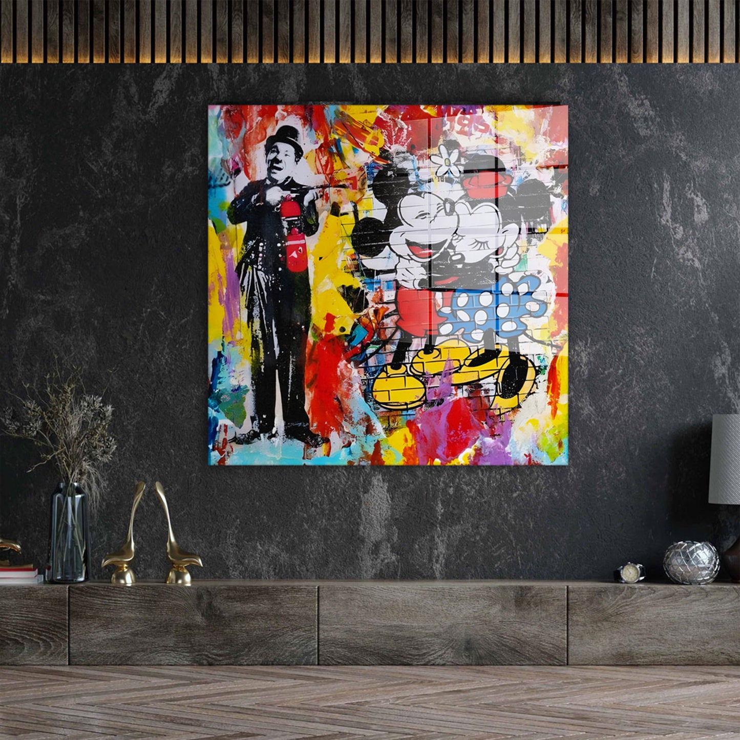 Pop Art Chaplin Comic Acrylglasbild Wandbild Bild Wanddeko Wohnzimmer XL