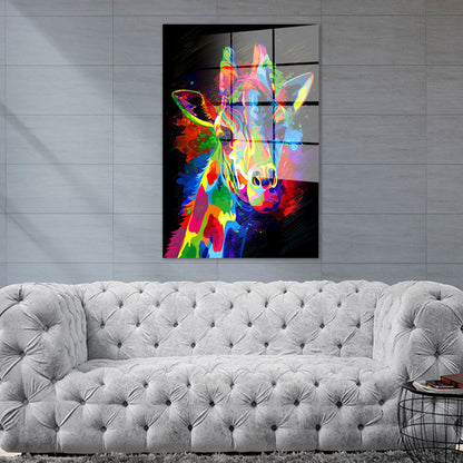 Pop Art Colour Giraffe Acrylglasbild Wandbild Bild Wanddeko Wohnzimmer XL