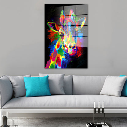Pop Art Colour Giraffe Acrylglasbild Wandbild Bild Wanddeko Wohnzimmer XL