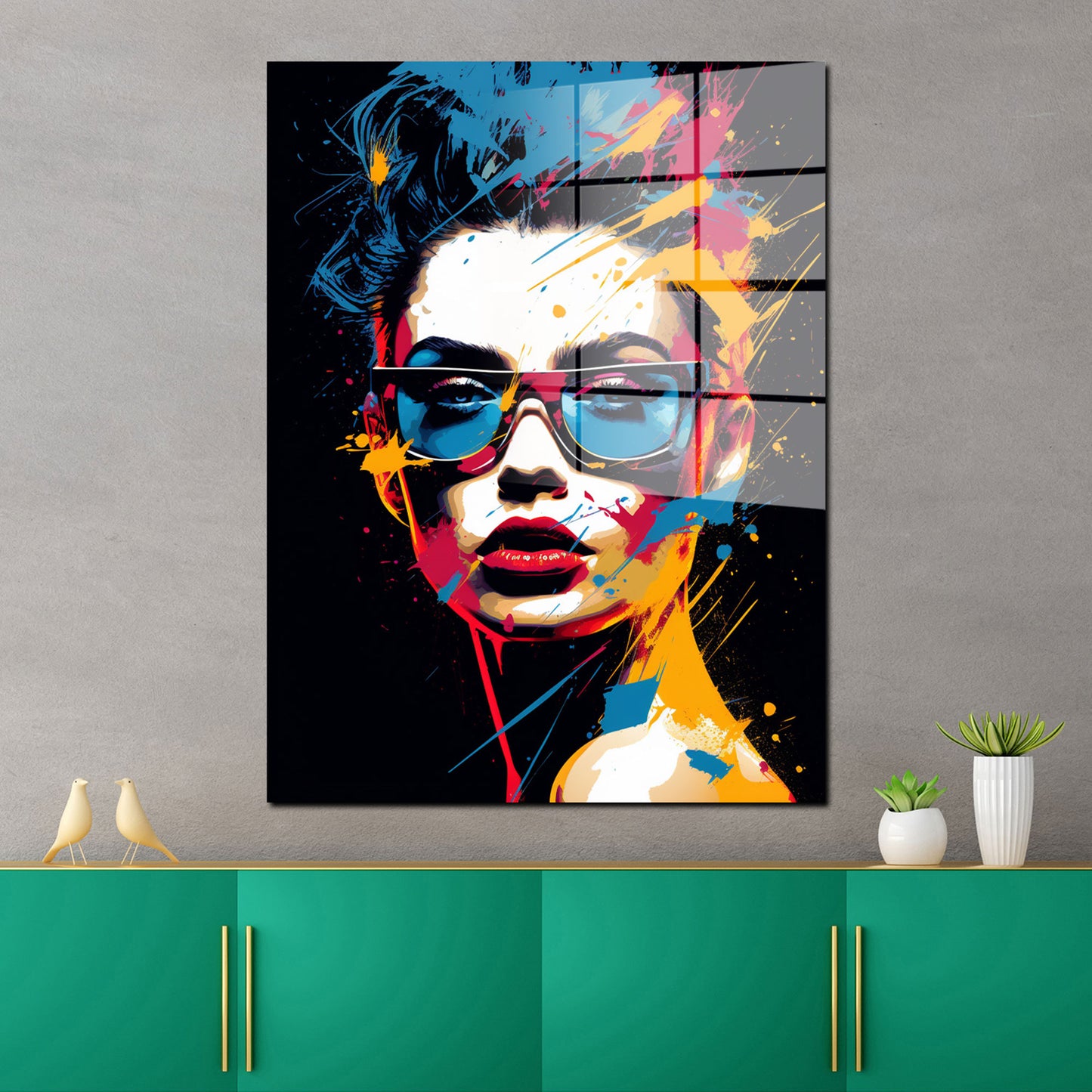 Pop Art Cool Girl Colour Acrylglasbild Wandbild Bild Wanddeko Wohnzimmer XL