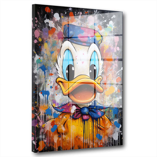 Pop Art Duck Porträt Acrylglasbild Wandbild Bild Wanddeko Wohnzimmer XL