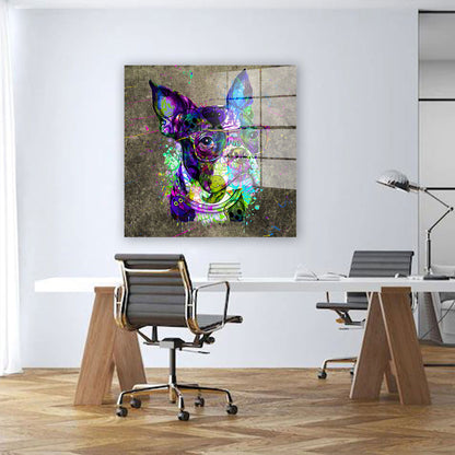 Pop Art Französische Bulldogge Acrylglasbild Wandbild Bild Wanddeko XL