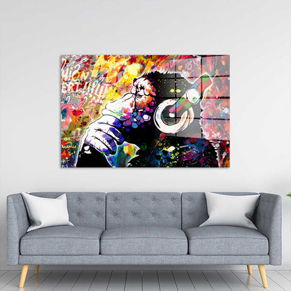 Pop Art Headphone Monkey Acrylglasbild Wandbild Bild Wanddeko Wohnzimmer XL