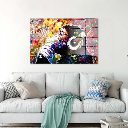 Pop Art Headphone Monkey Acrylglasbild Wandbild Bild Wanddeko Wohnzimmer XL