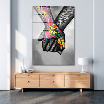 Pop Art In Love Hände Acrylglasbild Wandbild Bild Wanddeko Wohnzimmer XL