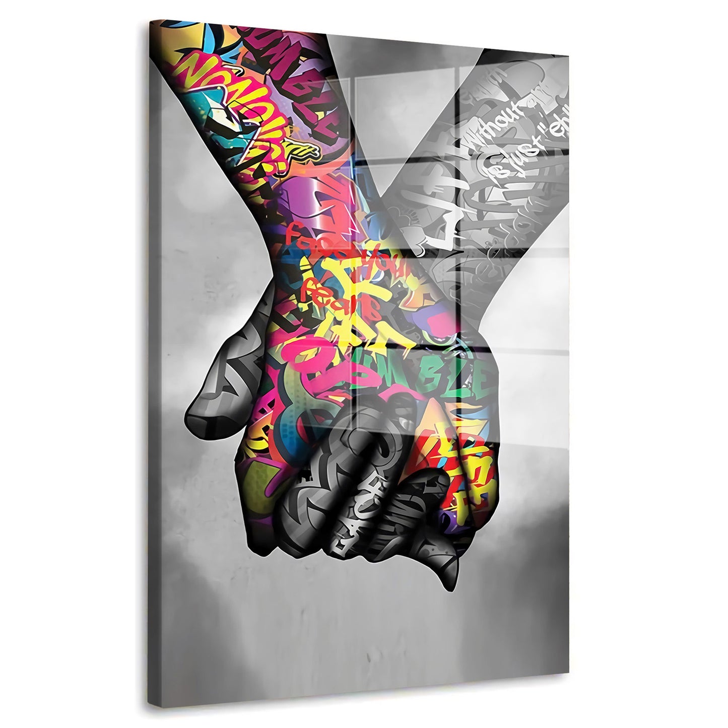 Pop Art In Love Hände Acrylglasbild Wandbild Bild Wanddeko Wohnzimmer XL