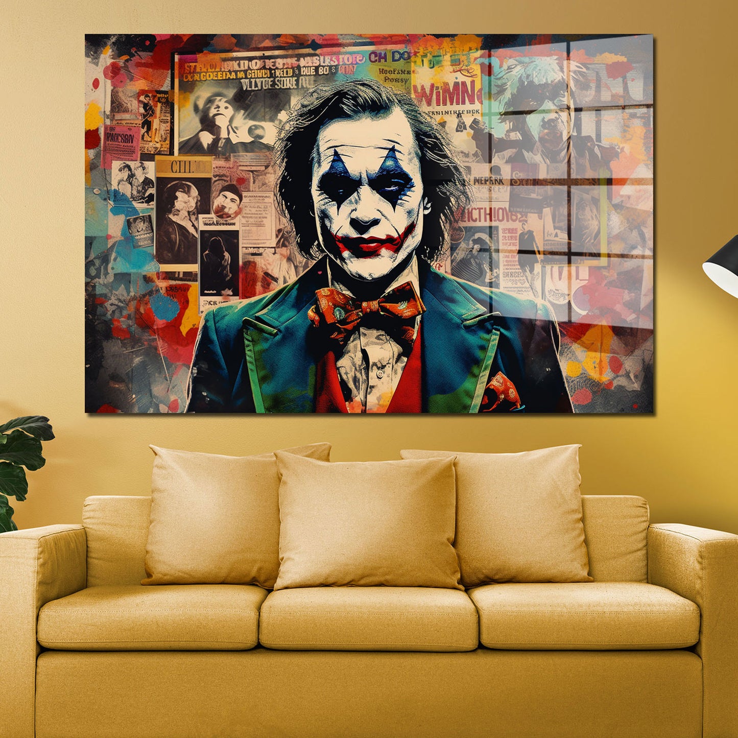 Pop Art Joker Newspaper Acrylglasbild Wandbild Bild Wanddeko Wohnzimmer XL