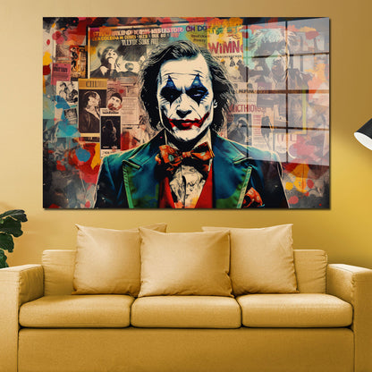 Pop Art Joker Newspaper Acrylglasbild Wandbild Bild Wanddeko Wohnzimmer XL