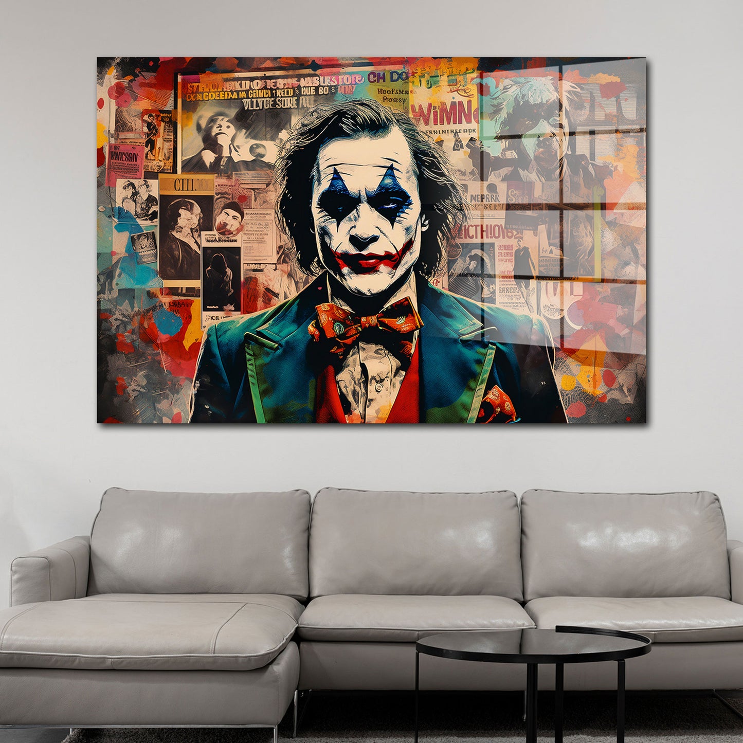 Pop Art Joker Newspaper Acrylglasbild Wandbild Bild Wanddeko Wohnzimmer XL