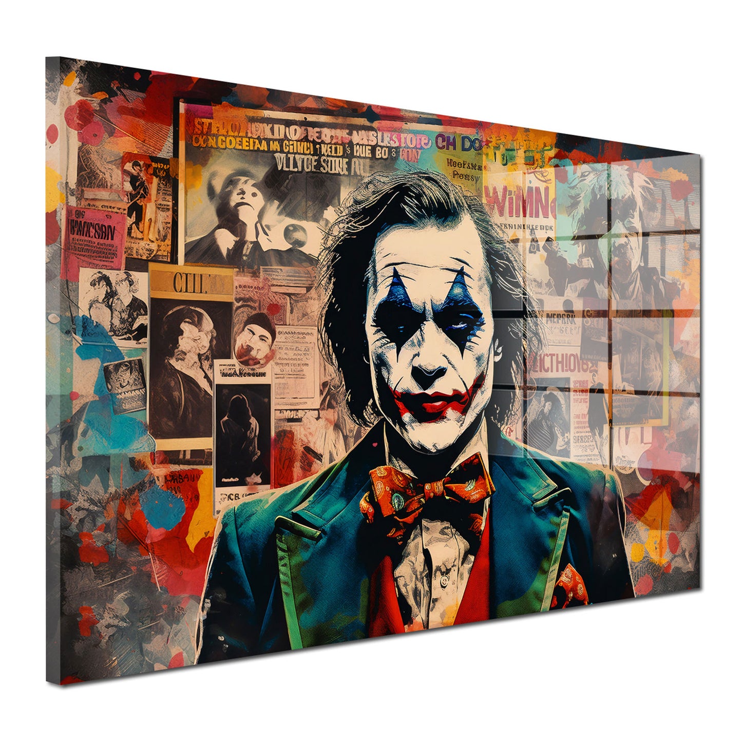 Pop Art Joker Newspaper Acrylglasbild Wandbild Bild Wanddeko Wohnzimmer XL