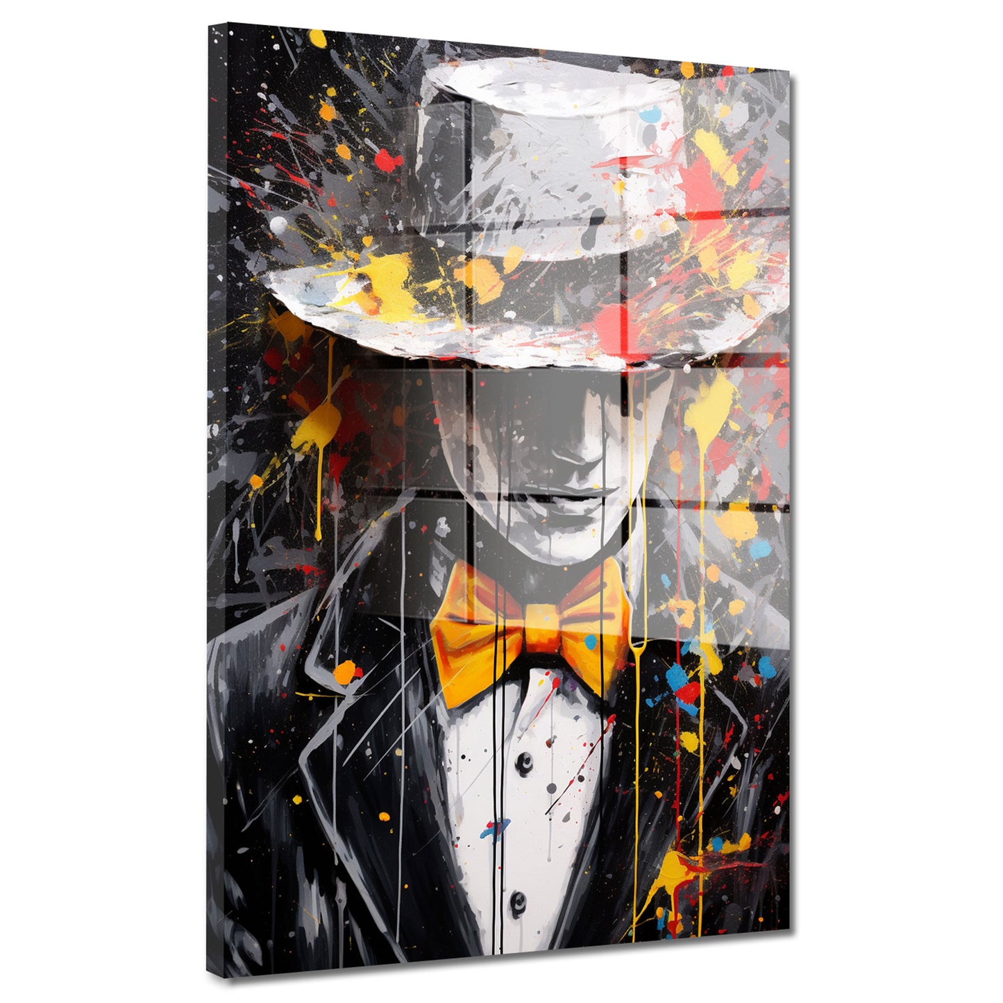 Pop Art Mann mit Fliege Acrylglasbild Wandbild Bild Wanddeko Wohnzimmer XL