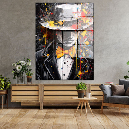 Pop Art Mann mit Fliege Acrylglasbild Wandbild Bild Wanddeko Wohnzimmer XL