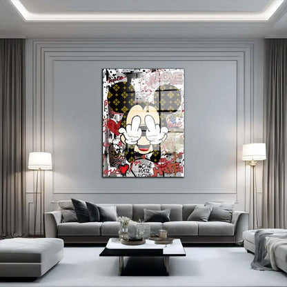 Pop Art Mickey Hate Love Acrylglasbild Wandbild Bild Wanddeko Wohnzimmer XL