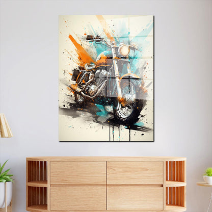 Pop Art Motorrad Retro Acrylglasbild Wandbild Bild Wanddeko Wohnzimmer XL