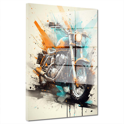 Pop Art Motorrad Retro Acrylglasbild Wandbild Bild Wanddeko Wohnzimmer XL