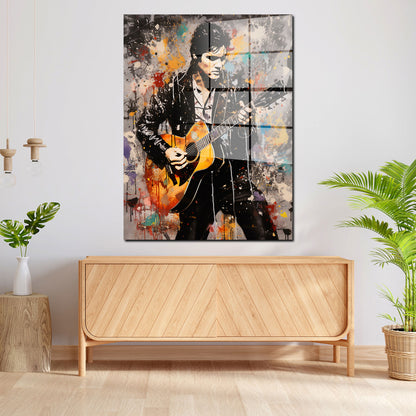 Elvis Musiker King Acrylglasbild Wandbild Bild Rock 'n' Roll Wohnzimmer XL