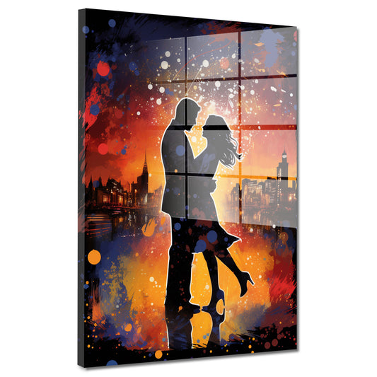 Pop Art Paar Colour Acrylglasbild Wandbild Bild Wanddeko Wohnzimmer XL