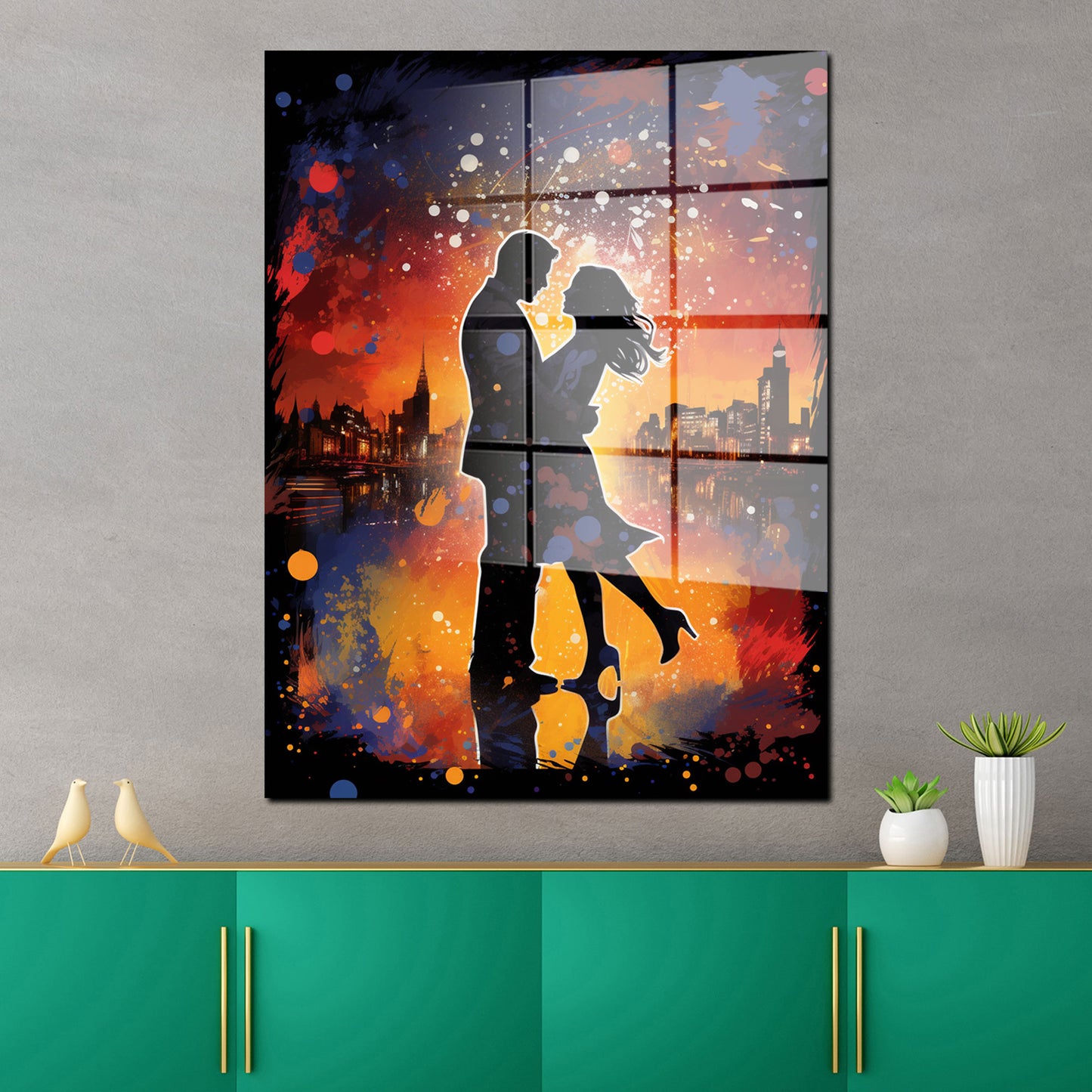 Pop Art Paar Colour Acrylglasbild Wandbild Bild Wanddeko Wohnzimmer XL