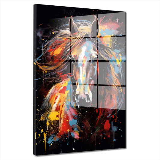 Pop Art Pferd frontal Acrylglasbild Wandbild Bild Wanddeko Wohnzimmer XL