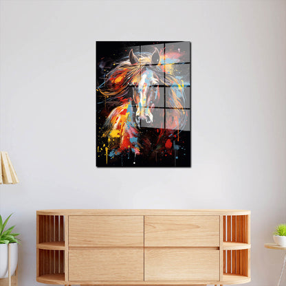 Pop Art Pferd frontal Acrylglasbild Wandbild Bild Wanddeko Wohnzimmer XL