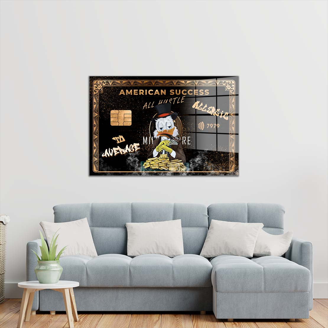 Pop Art Rich Duck Success Card Comic Acrylglasbild Wandbild Bild Wanddeko XL