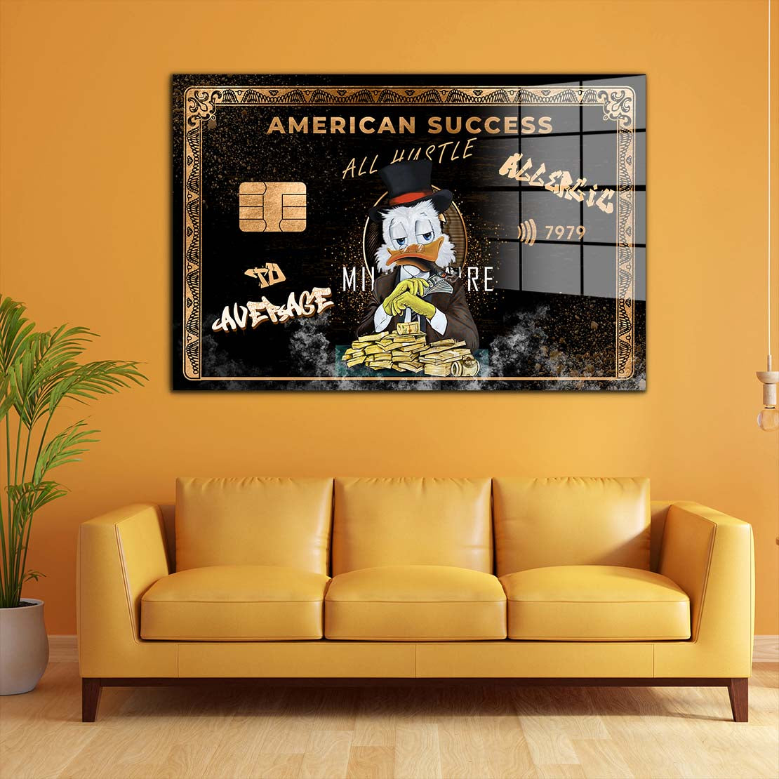 Pop Art Rich Duck Success Card Comic Acrylglasbild Wandbild Bild Wanddeko XL