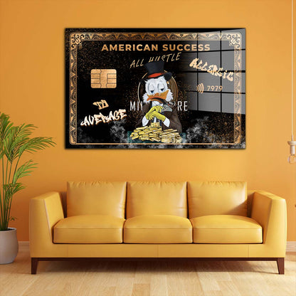 Pop Art Rich Duck Success Card Comic Acrylglasbild Wandbild Bild Wanddeko XL
