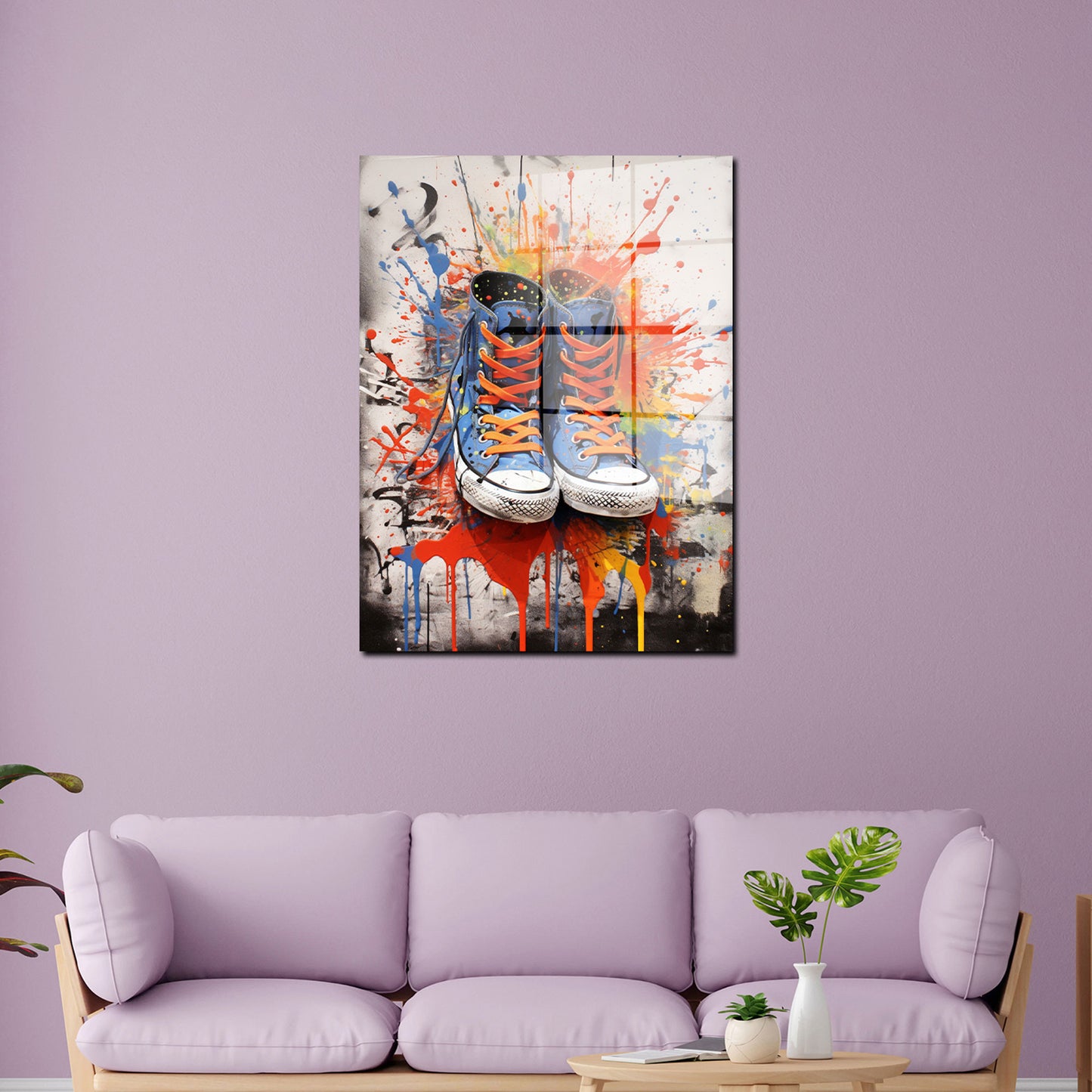 Pop Art Schuhe Splash Acrylglasbild Wandbild Bild Wanddeko Wohnzimmer XL