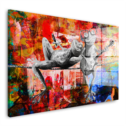 Pop Art zwei Frösche Acrylglasbild Wandbild Bild Wanddeko Wohnzimmer XL