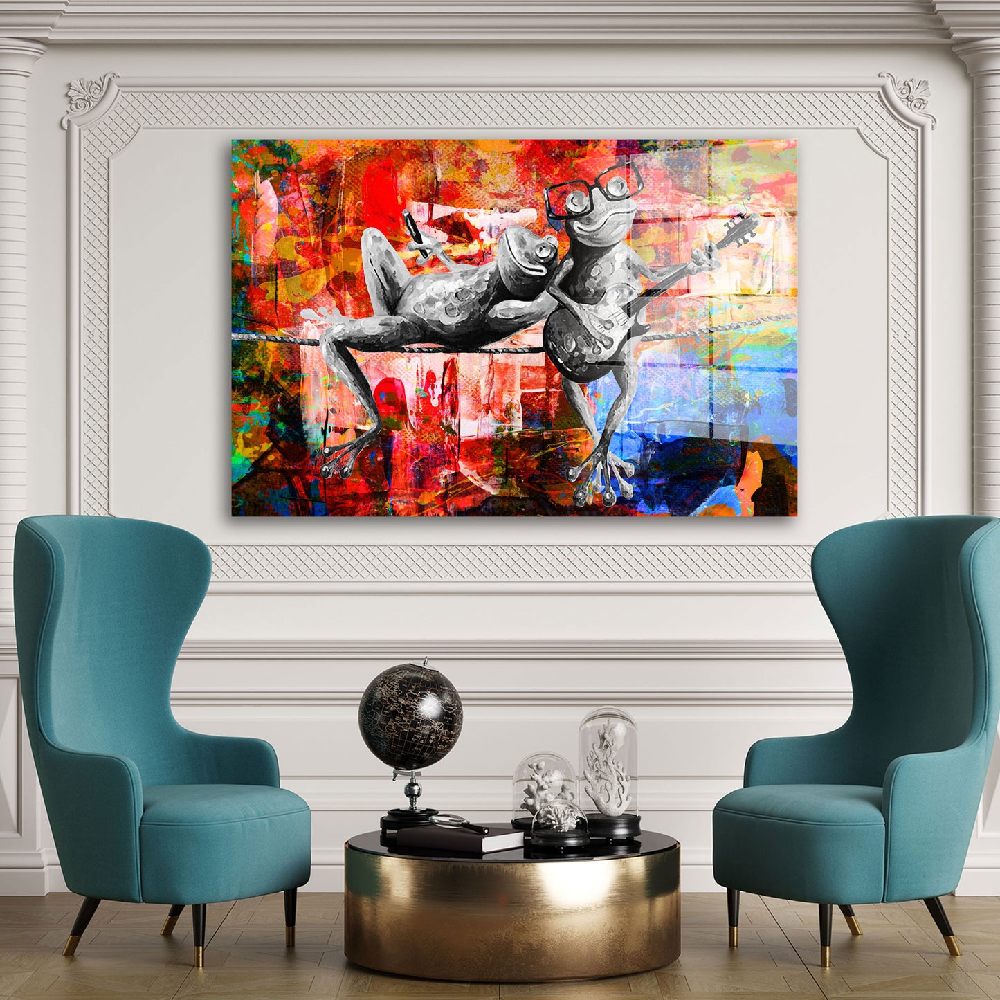 Pop Art zwei Frösche Acrylglasbild Wandbild Bild Wanddeko Wohnzimmer XL