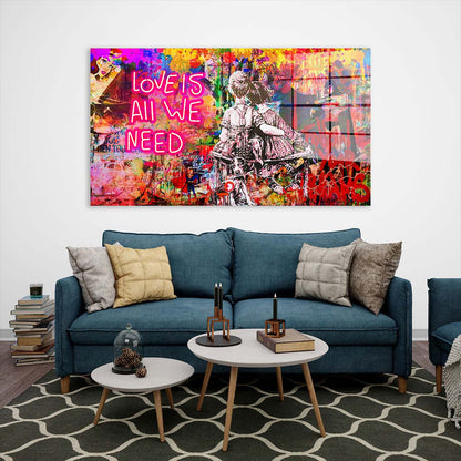 Pop Street Art Love Is All We Need Acrylglasbild Wandbild Bild Wanddeko Wohnzimmer
