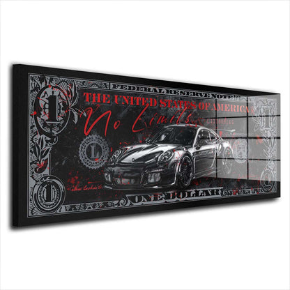 Porsche Zitat No limits Acrylglasbild Wandbild Bild Wanddeko Wohnzimmer XL